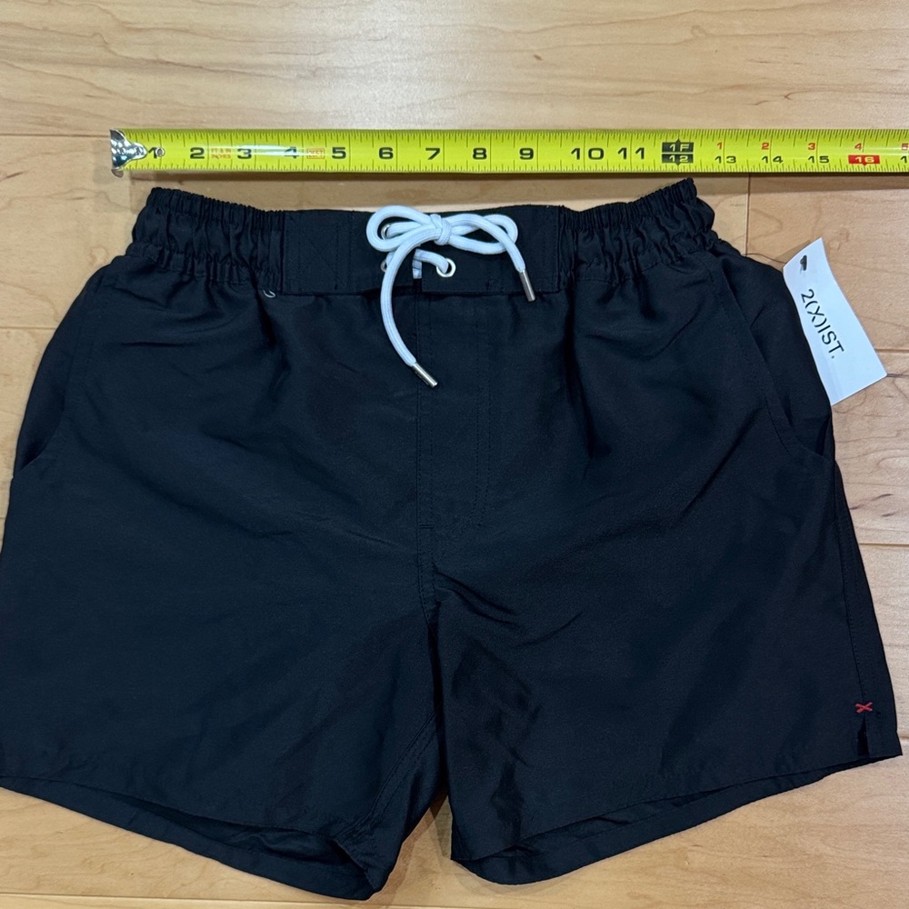 2xist Men's Black Swim Trunks with White Drawstring